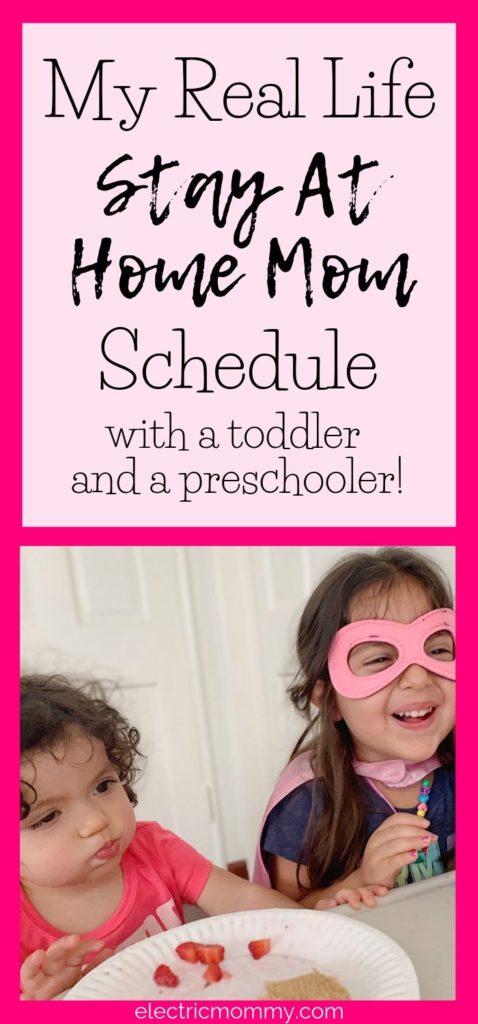 Balancing new schedules as my girls get older hasn't always been very easy for me but, it helps to have a routine to stick to as much as possible. Here's a peek into my day with a toddler and a preschooler. | Becoming a Stay at Home Mom | Advice for Stay at Home Moms | Stay at Home Mom Routine | Stay at Home Mom Schedule | Mom Articles #sahm #motherhood #momlife #momminainteasy #stayathomemom #momarticles