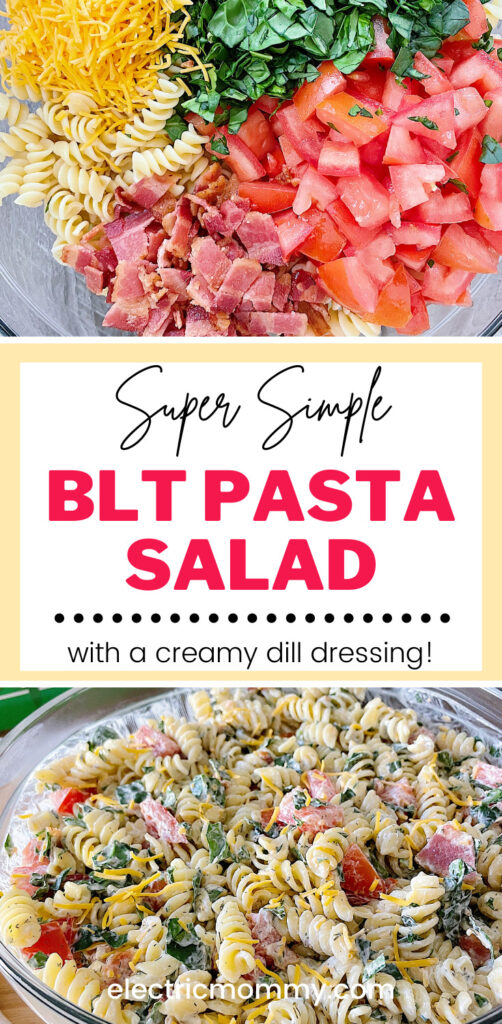 This twist on the classic BLT pasta salad combines rotini noodles, smokey bacon, baby spinach, tomatoes and shredded cheese all with a delicious creamy dill dressing! It’s perfect for your Game Day celebration and since our gatherings are way smaller this year, you can just refrigerate the leftovers and have it for lunch! Head to @Walmart for everything you need to make and serve this recipe, including Kraft Heinz products and @SparkleTowels. #Ad #WalmartBigGameMVPs #PastaSalad #BLTPastaSalad | BLT Pasta Salad | Pasta Salad Recipes