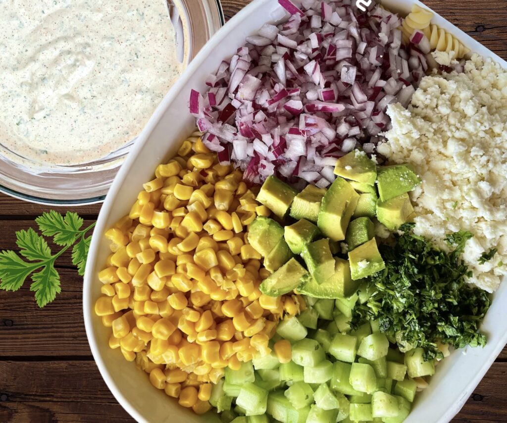 creamy cilantro lime pasta salad, easy pasta salad, summer pasta salad