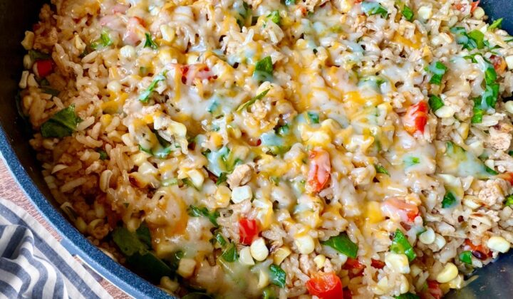 one pot recipes, mexican rice skillet, one pot meals
