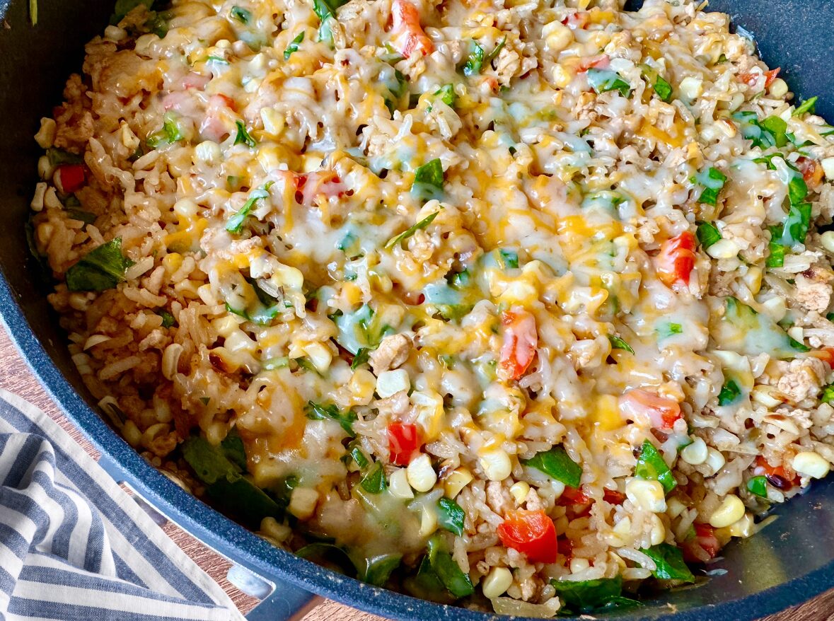 one pot recipes, mexican rice skillet, one pot meals
