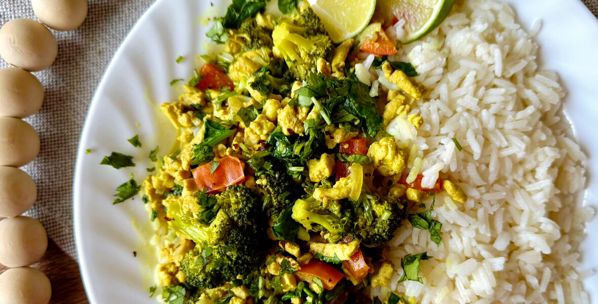 curry green goddess and rice on a plate