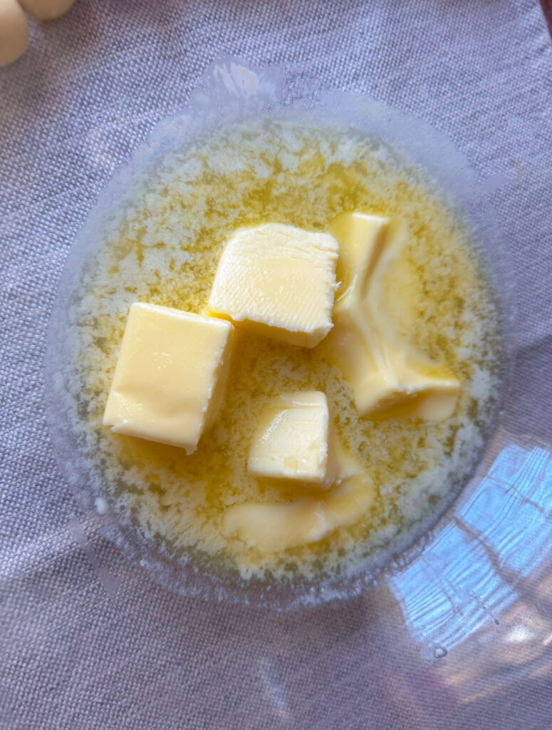 melted butter in a glass bowl