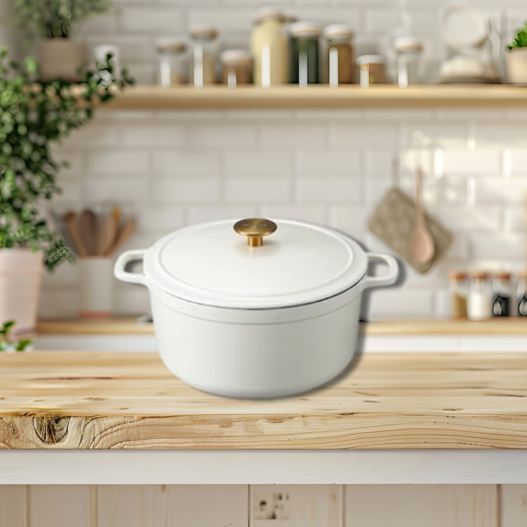 carote cast iron dutch oven in a nice kitchen